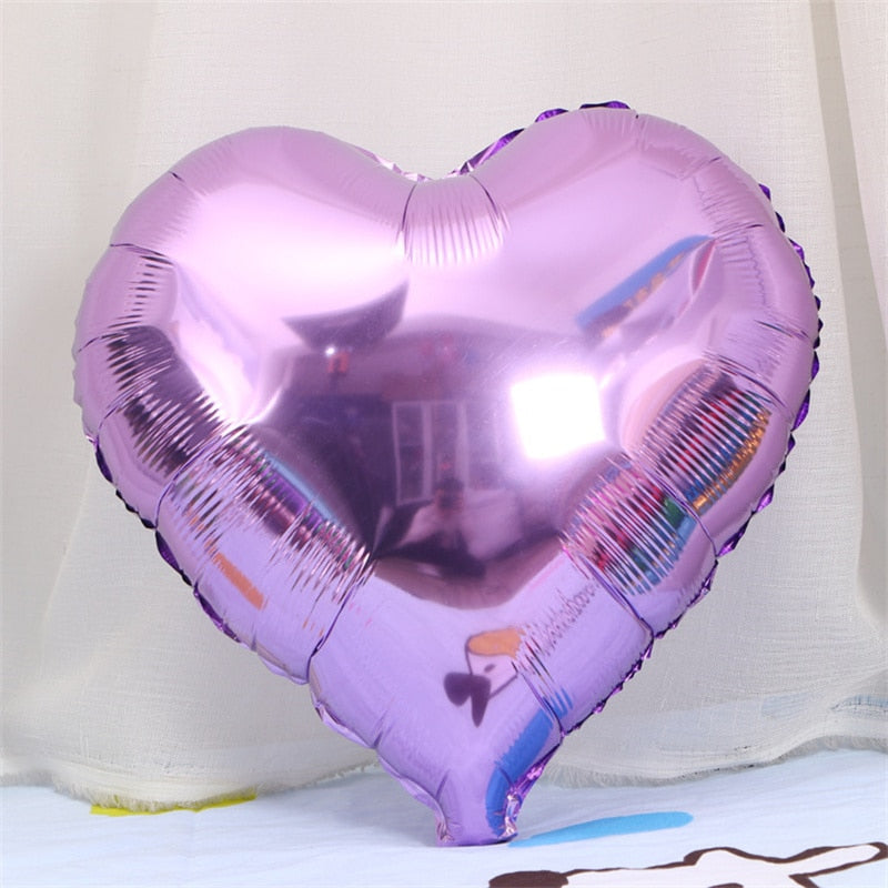 Qfdian valentines day gifts for her 10pcs 18inch Foil Heart Balloon Valentines Day Wedding Decoration Balloons Mariage Birthday Party Decorations Baby Shower Globos