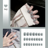 QFDSIAN 24pcs/box Full Cover fake Press on Nails Matte Yellow Pure Acrylic Frosted Ballerina acrylic for nails for Women free shipping