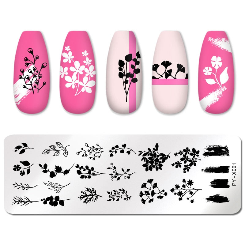 Qfdian Geometry Nail Stamping Plates Lines Animal Fruits Theme Template Plate Mold Nail Art Stencil Tools
