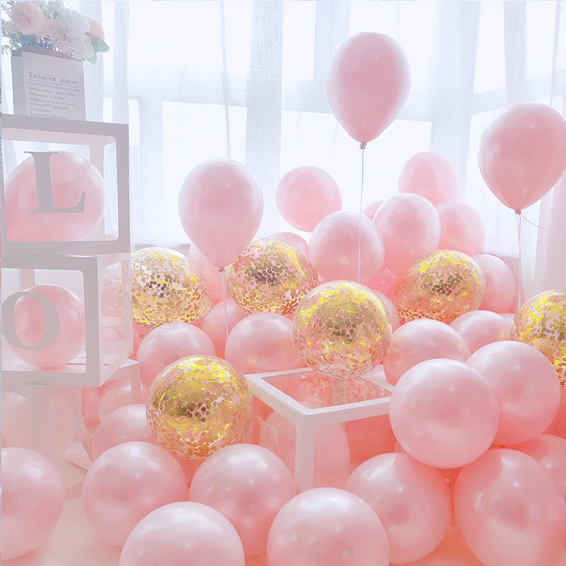 Qfdian Party decoration hot sale new 20/40pcs 10inch Pink Balloons Confetti Chrome Metallic Latex Balloon Christmas Baby Shower Birthday Wedding Party Decorations