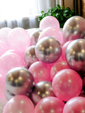 Qfdian Party gifts Party decoration hot sale new  hot sale new 12pcs/lot Pink Latex Balloon Chrome Red Hot Pink Silver Metal Balloon Baby Shower Birthday Party Wedding Decorations Air Globos