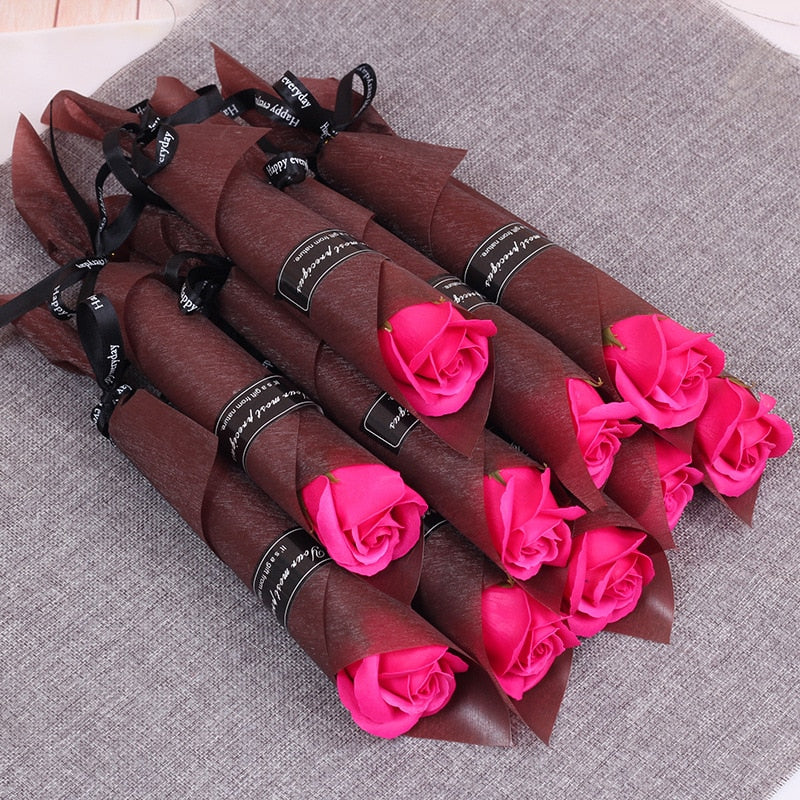 Qfdian valentines day gifts for her 10/5Pcs Soap Rose Bouquet Valentines Day Gift for Fridend Wedding Bouquet Home Decorations Holding Artificial Rose Flowers