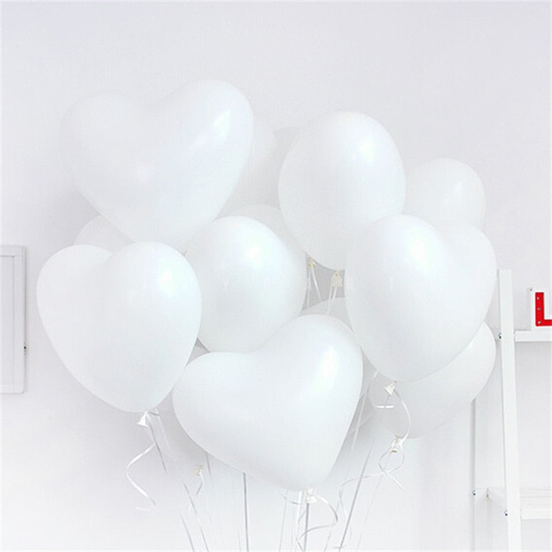 Qfdian Cozy apartment aesthetic valentines day decoration Matte White Heart Round Latex Balloons Helium Balloon Wedding Supplies Decor Babyshower Birthday Party Decorations Globos