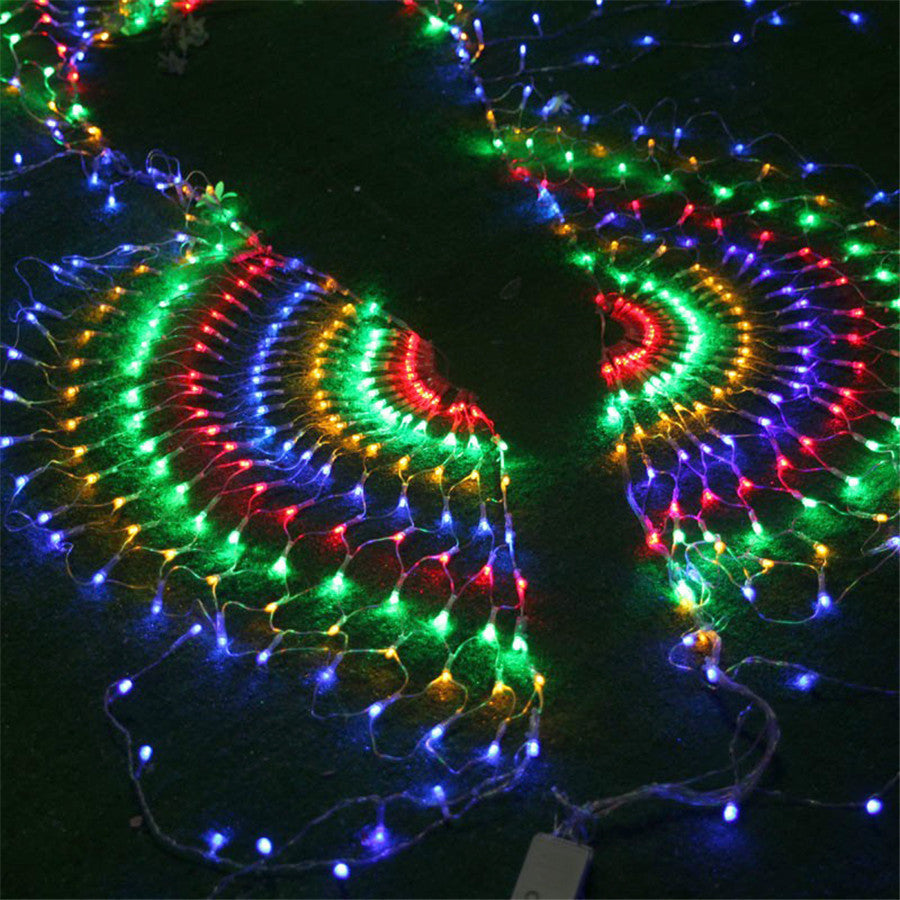 Qfdian Plug 3M 3 Peacock Mesh Net Led String Lights Outdoor Fairy Garland for Wedding Christmas Wedding New Year Party Decoration