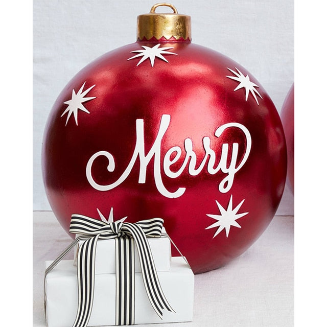 Qfdian Christmas decor ideas 60cm Christmas Balls Christmas Tree Decorations Christmas Gift Xmas Hristmas Decorations for Home Outdoor PVC Inflatable Toys