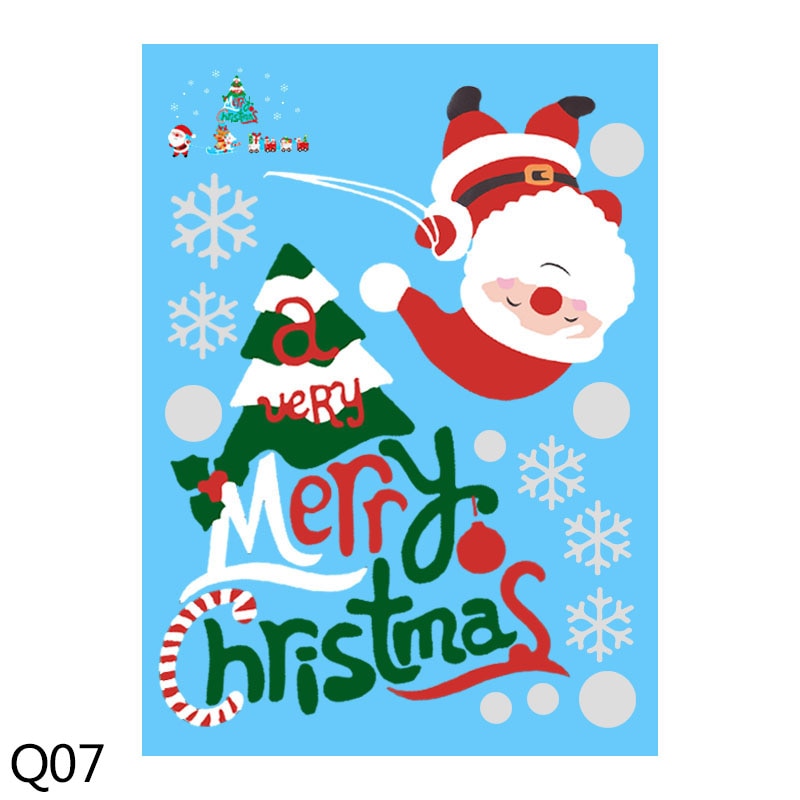 Qfdian CHRISTMAS decorations 1 Sheet Merry Christmas Snowflake Snowman Window Sticker Christmas Wall Stickers Kids Room Wall Decals