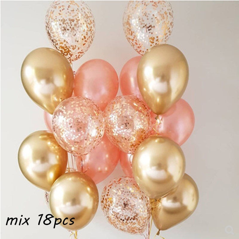 Qfdian Party decoration hot sale new Rose Gold Happy Birthday Party Decor Balloons Chrome Air Helium Balloon Baby Shower 18 25 30th Birthday Anniversary Decorations