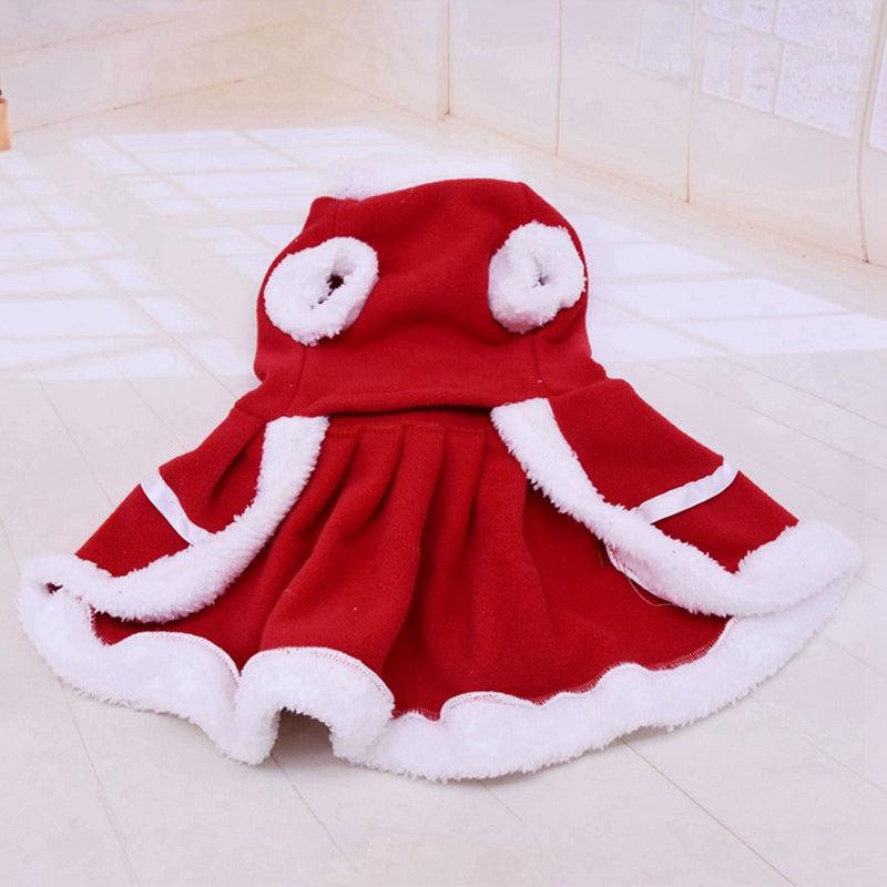 qfdian pet christmas coat clothes dog dress winter perro Xmas dress red sweatshirt Vest Pets Cat Warm dress