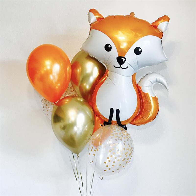 Qfdian Party decoration 1 set Jungle Safari Birthday Party Decorations Balloons Cartoon Animal Fox Foil Ballons Kids Anniversaire Supplies Baby Shower