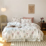 100% Natural Cotton Vintage Pastoral Flowers Girl Bedding Set Single Double Queen King Quilt/Duvet Cover Bed Linen Pillowcases