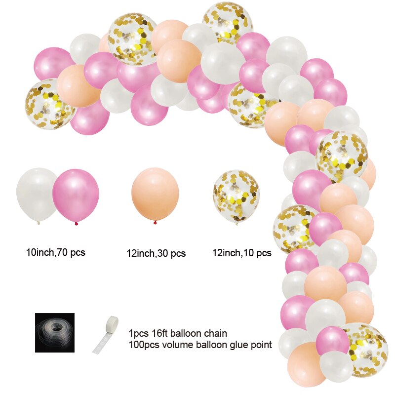 Qfdian Party decoration 1set Balloon Garland Arch Kit Long Pink White Gold Latex Air Globos Pack For Baby Shower Wedding Birthday Party Decor Supplies