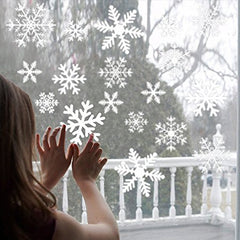 Qfdian  Christmas 27Pcs Christmas Snowflake Window Sticker Christmas Wall Stickers Kids Room Wall Decals Christmas Decorations for Home New Year