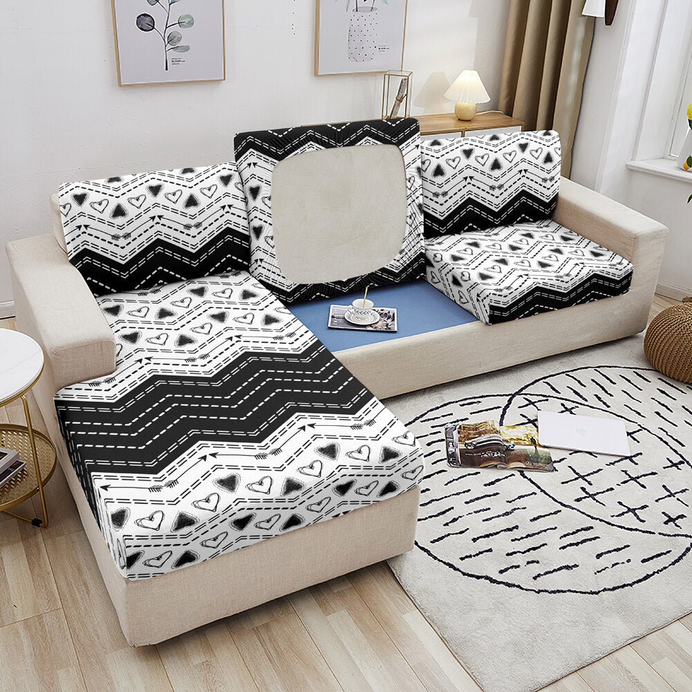 Qfdian Party decoration Ripple Elastic Sofa Seat Cover Sectional Fabric Couch Cover For Living Room Corner Sofa Seat Cushion Cover 1-4 Seater