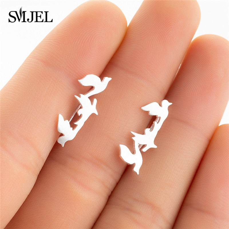 Qfdian easter gifts Bohemian Vintage Earrings Jewelry Leaf Geometric Round Stud Earrings for Women Simple Bar Leaf Earing Ear Climber Girls