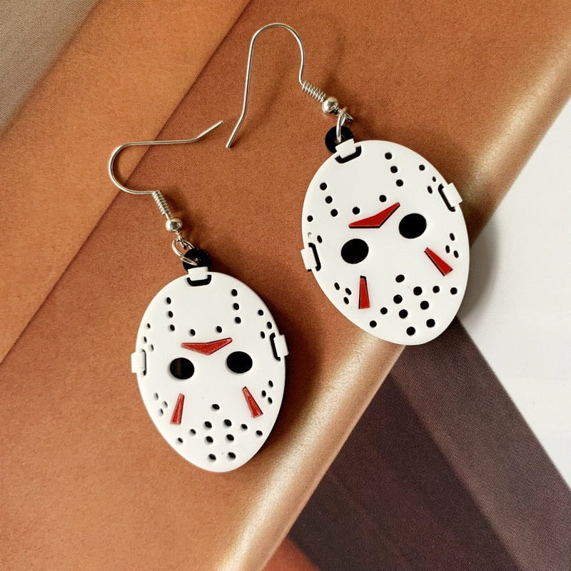 Qfdian halloween decorations halloween costumes halloween gift PF1271 Halloween Horror figure Unusual Earrings Trend Japanese Acrylic Earrings for Women Women's Jewelry Accessories Gifts