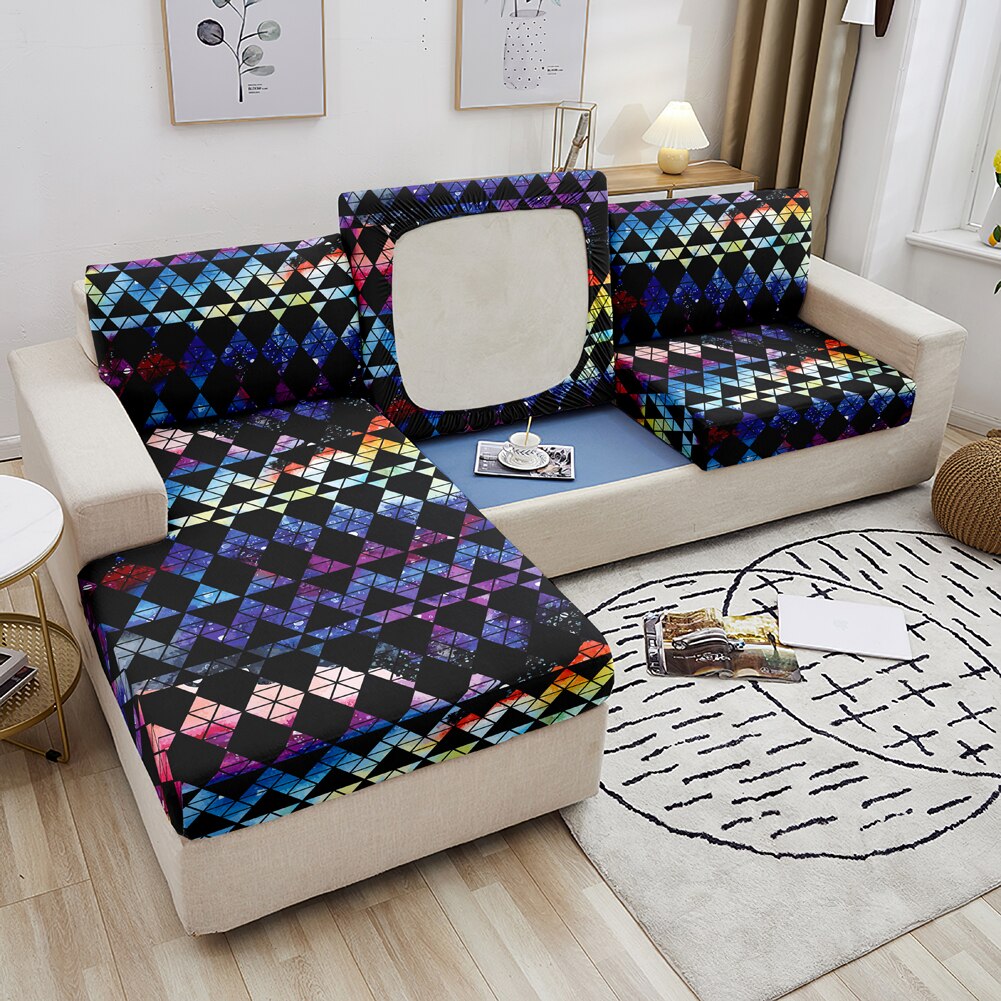 Qfdian Party decoration Ripple Elastic Sofa Seat Cover Sectional Fabric Couch Cover For Living Room Corner Sofa Seat Cushion Cover 1-4 Seater