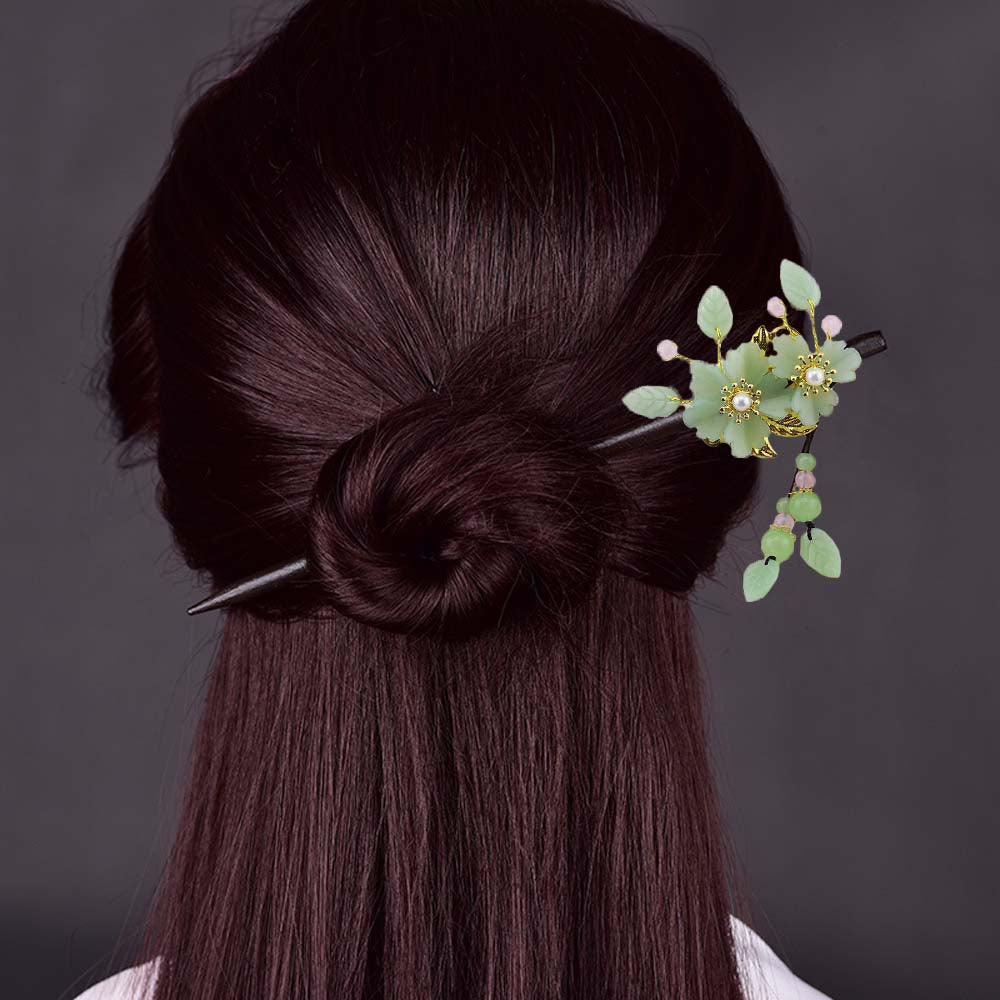 Qfdian gifts for?women hot sale new Retro Flower Tassel Hairpin Hanfu Wooden Hair Stick Ancient Style Hair Ornament Girl Headdress Bride Jewelry Wedding Accessories