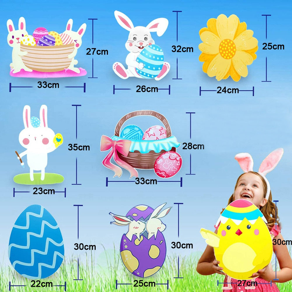 Qfdian easter decorations clearance Easter Yard Signs Outdoor Decorations, Easter Yard Stakes Easter Yard Sign Outdoor Easter Bunny Egg Chick Yard Signs with Stakes