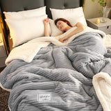 Qfdian Cozy apartment aesthetic hot sale new Thick Winter Keep Warm Blanket Queen Size Soft Home Warmth Fleece Blankets for Bed Comfortable Flocked Double Weighted Blanket