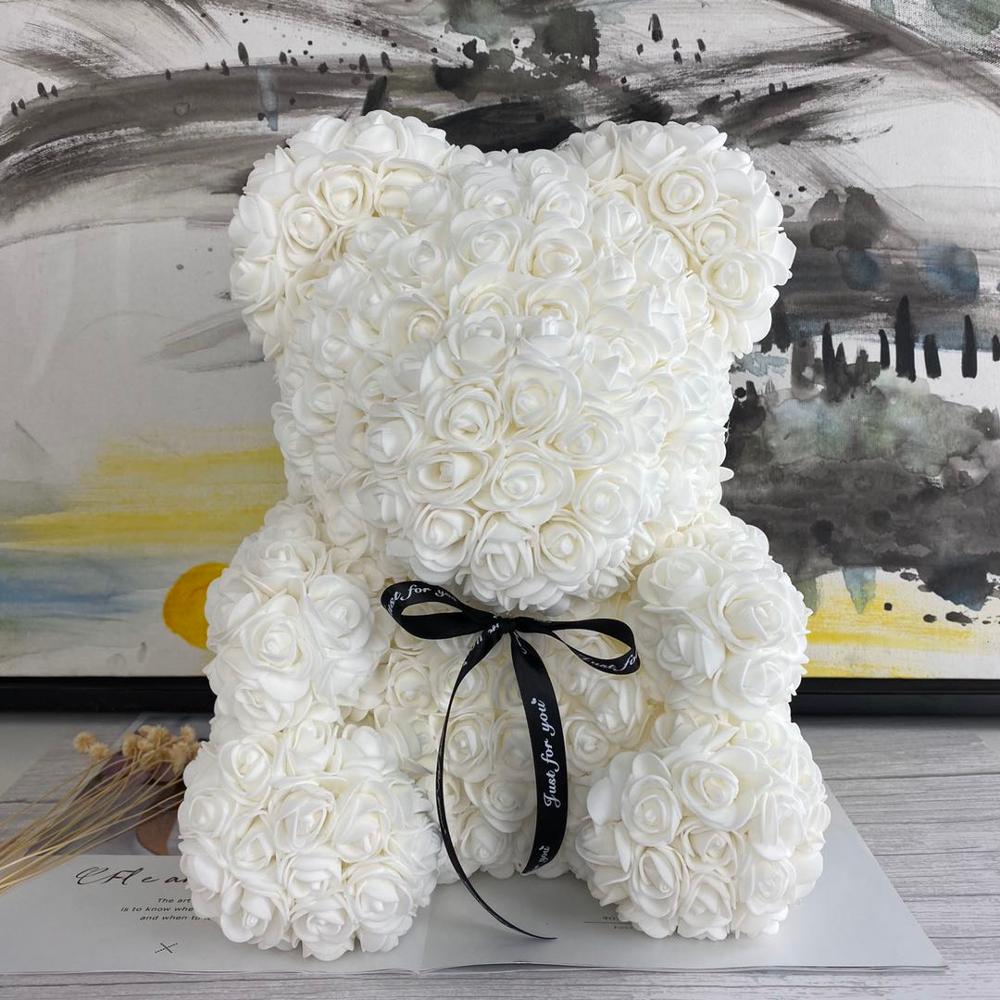 Qfdian valentines day gifts for her Artificial Flowers Rose Bear Multicolor Plastic Foam Rose Teddy Bear Girlfriend Valentines Day Gift Birthday Party Decoration