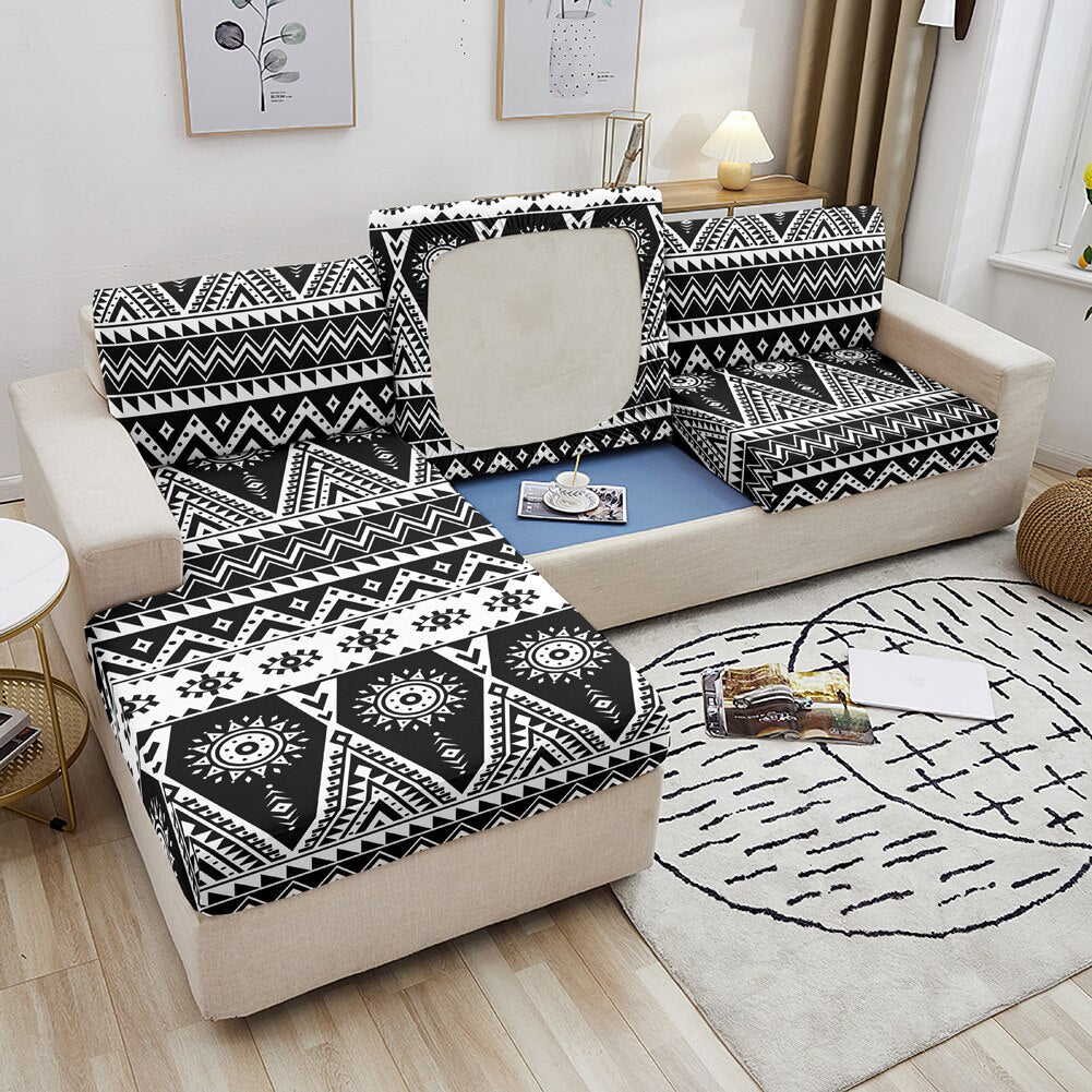 Qfdian Party decoration Ripple Elastic Sofa Seat Cover Sectional Fabric Couch Cover For Living Room Corner Sofa Seat Cushion Cover 1-4 Seater