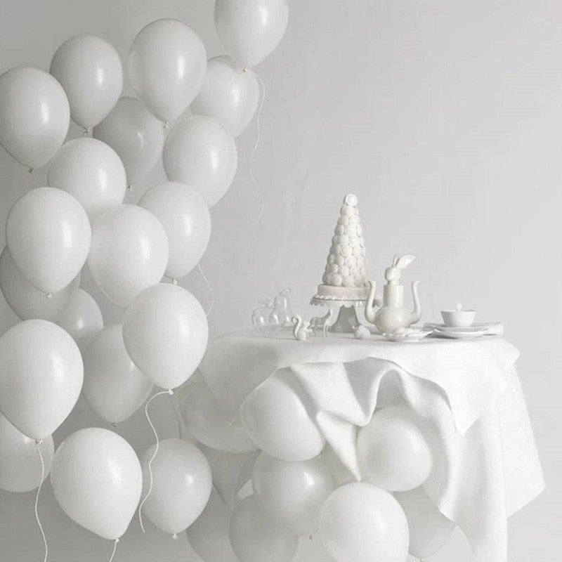 Qfdian Matte Pure White Balloons Wedding Decoration Birthday Party Baby Shower Round Helium Ballon 5inch 10inch 12inch 18inch 36inch