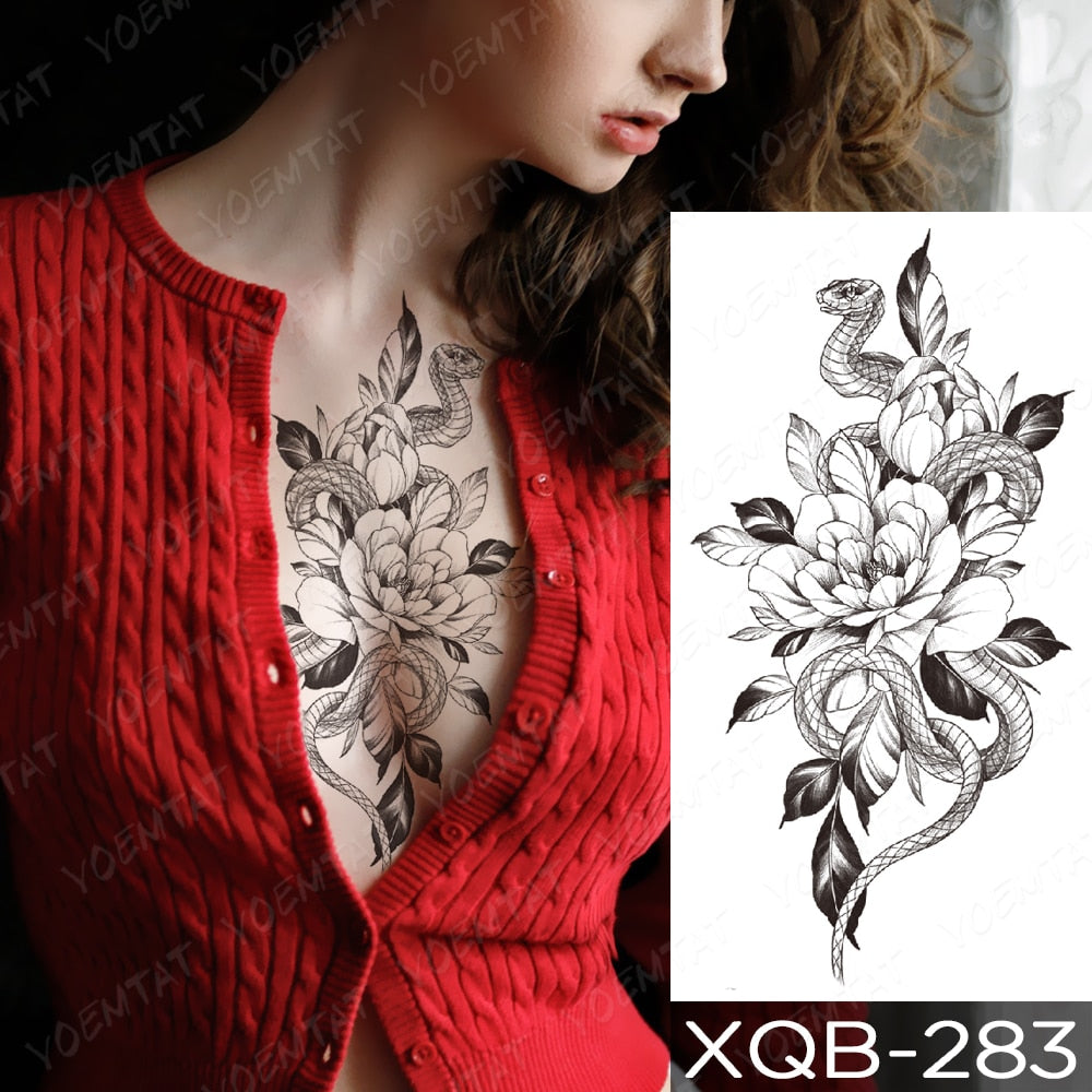 Qfdian Waterproof Temporary Tattoo Sticker I Love You Flash Tattoos Lip Print Butterfly Flowers Body Art Arm Fake Sleeve Tatoo Women