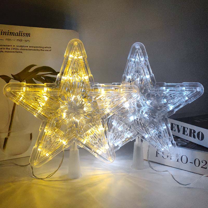 Qfdian wedding decorations Christmas Tree Top Star LED Light Lamp Christmas Decorations For Home Xmas Tree Ornaments Navidad New Year 2022 Natal Noel