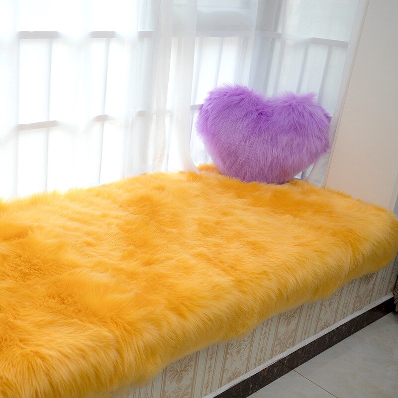 Rectangle Soft Sheepskin Fluffy Window Sofa Big Area Rugs Faux Fur Plush Wool Large Carpets for Bedroom Home Bedside Floor Mats