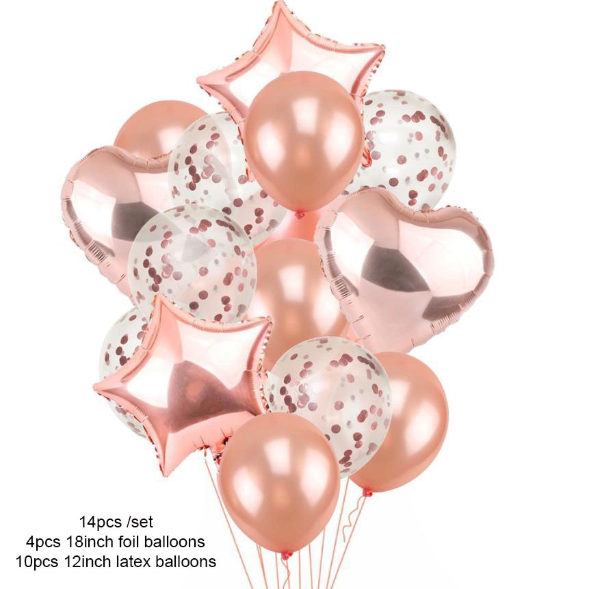 Qfdian Party gifts Party decoration hot sale new  hot sale new Rose Gold Themed Birthday Party Decorations Champagne Bottle Birthday Number Heart Foil Balloons Adult Party Air Helium Globos