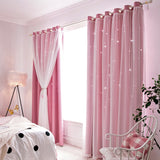 Princess style Colorful Double Layer Stars Curtains Kids Room Window Curtains for Living Room Girl's Bedroom Blackout Curtain
