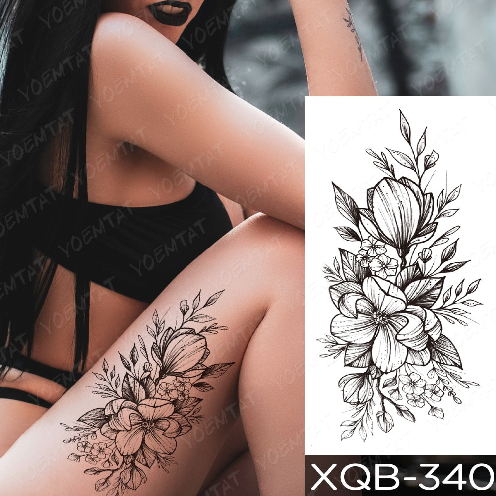 Qfdian Waterproof Temporary Tattoo Sticker I Love You Flash Tattoos Lip Print Butterfly Flowers Body Art Arm Fake Sleeve Tatoo Women