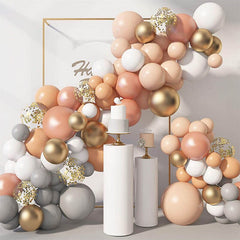 Qfdian Party decoration 125pcs Orange White Balloon Garland Arch Kit Chrome Rose Gold 4D Ballon for Baby Shower Wedding Birthday Party Decor Globos