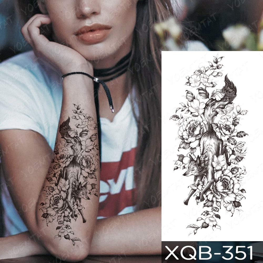 Qfdian Waterproof Temporary Tattoo Sticker I Love You Flash Tattoos Lip Print Butterfly Flowers Body Art Arm Fake Sleeve Tatoo Women