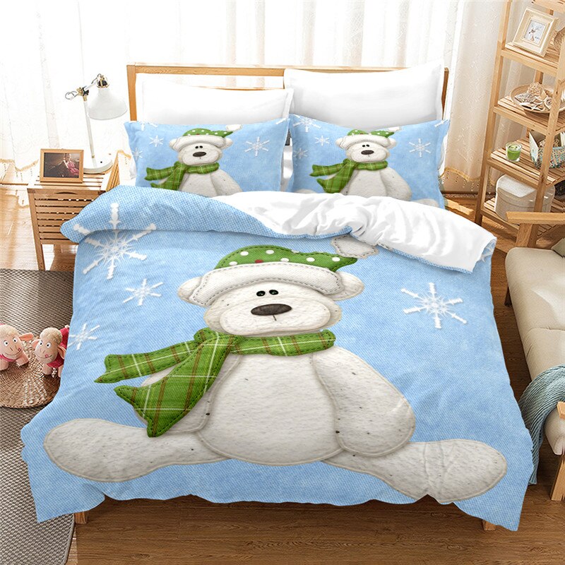 Qfdian christmas decor ideas nightmare before christmas Santa Claus Christmas Bedding Set Western Europe Duvet Cover Set 2/3 Pcs Super King Size Dekbedovertrek 200x200 King Size