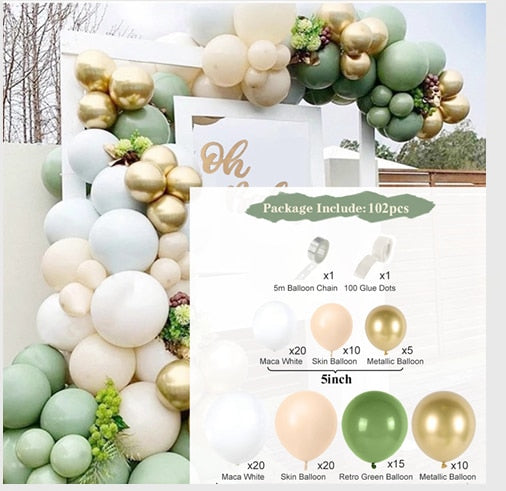 Qfdian 104pcs Bule Silver Macaron Metal Balloon Garland Arch Wedding Birthday Balloons Decoration Party Balloons For Kids Baby Shower