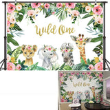 Qfdian Jungle Green Forest Happy Birthday Background Photography Woodland Safari Party Backdrop Newborn Animals Baby Shower Photo Shoot