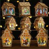 Qfdian  Christmas New Christmas Decoration Luminous Wooden House Creative Small House Home Party Hotel Restaurant Christmas Tree Pendant DIY