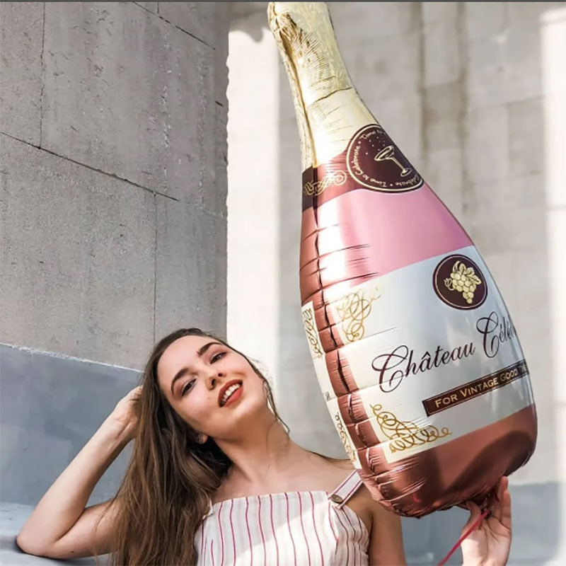 Qfdian Party gifts Party decoration hot sale new  hot sale new Rose Gold Themed Birthday Party Decorations Champagne Bottle Birthday Number Heart Foil Balloons Adult Party Air Helium Globos