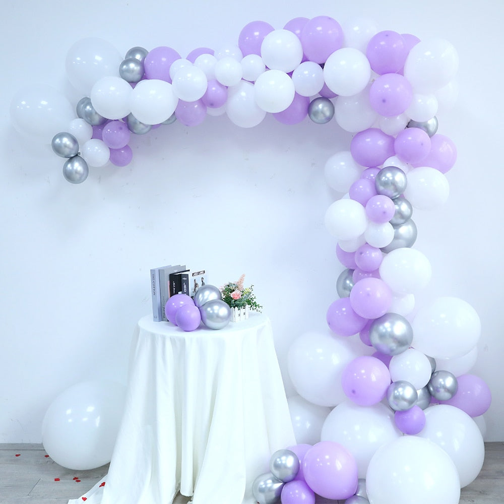 Qfdian Party gifts Party decoration hot sale new 100Pcs Pastel Balloon Garland Arch Kit Purple Balloons Birthday Wedding Bridal Baby Shower Anniversary Party Decoration Supplies