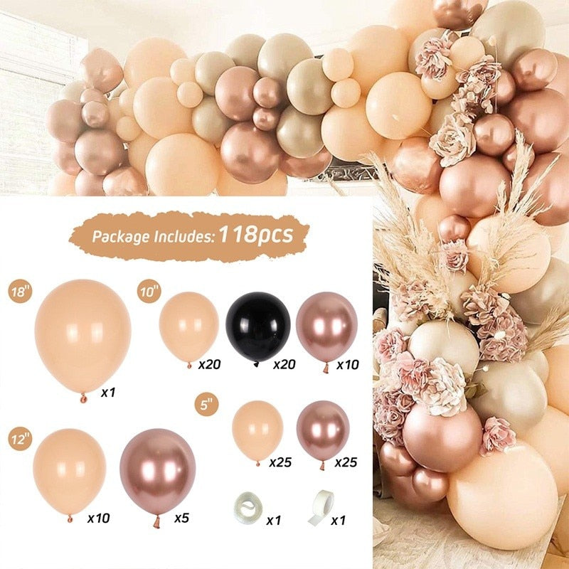 Qfdian Party decoration hot sale new Rose Apricot Balloon Garland Arch Kit Wedding birthday party decoration kids Confetti Latex Balloons Baby Shower Decor