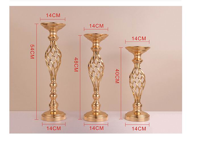 Qfdian Party decoration 10PCS Gold Flower Vases Candle Holders Rack Stands Wedding Decoration Road Lead Table Centerpiece Pillar Party Event Candlestick