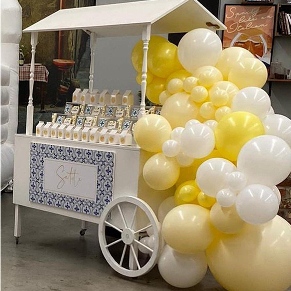 Qfdian Party decoration hot sale new 76pcs Pastel Macaron Yellow White Balloon Garland Arch Wedding Baby Shower Birthday Party Backdrop Tape Wall Global Decorations