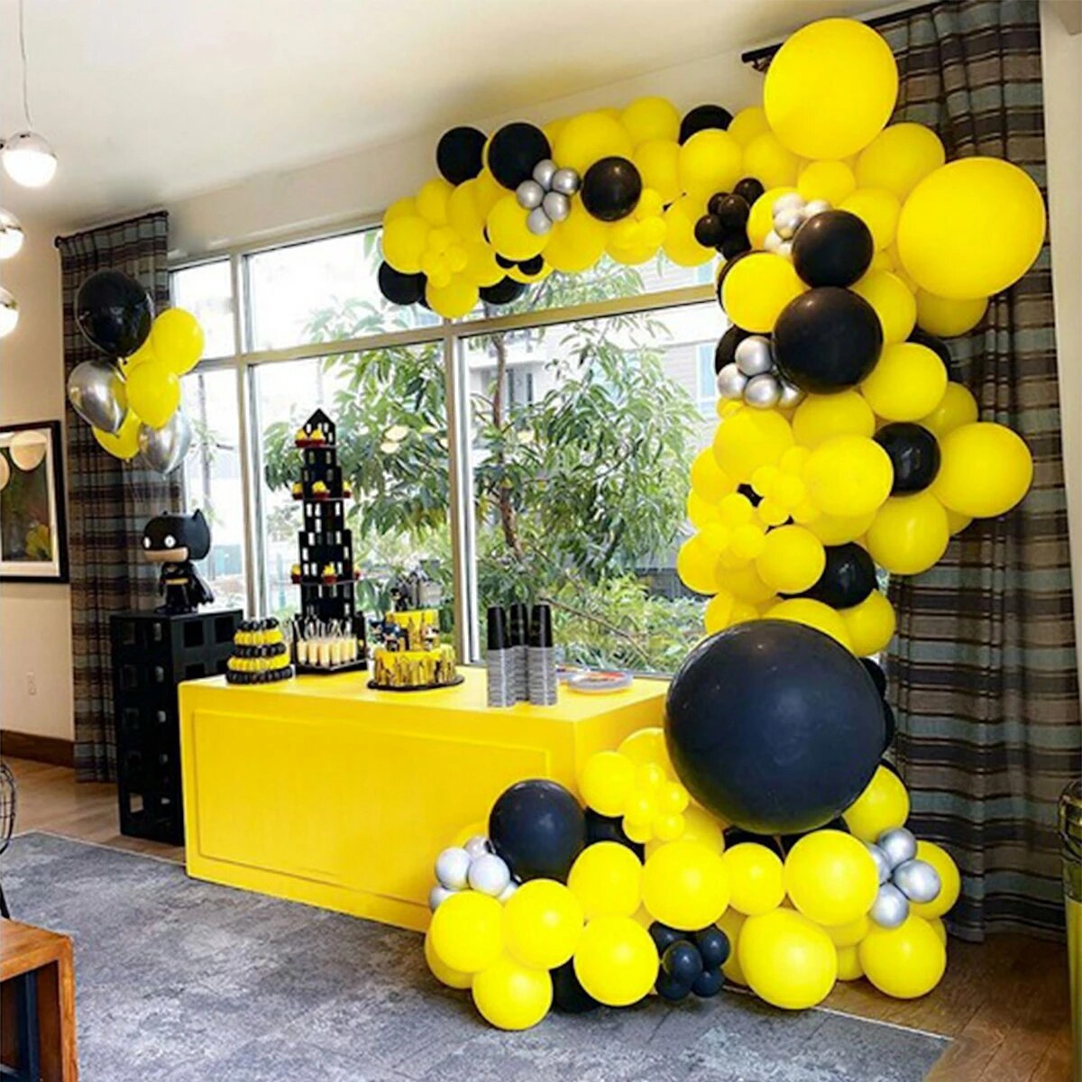 Qfdian Party decoration Black Yellow Balloons Sunflower Baby Shower Balloon Garland Kit Balloon Arch One Year Old Girl Birthday Party Decoration Kids