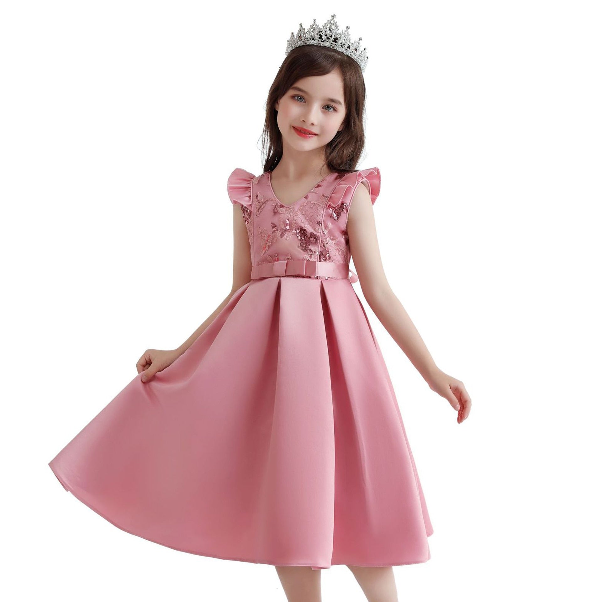 QFDIAN Kids Girl Striped Dresses Christmas Flower Girl Party Princess Dresses Children Clothes For 2 6 8 10 Years old Girls Gown Dress