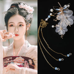 Qfdian gifts for women hot sale new HANFU Chinese Traditional Classical Style Tassel Hair fork  Dragonfly Butterfly Headwear Elegant Wedding Hair Accessories