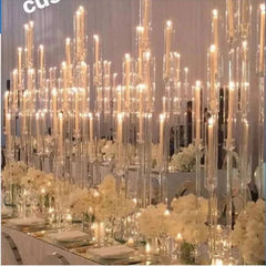 Qfdian wedding decorations hot sale new 4 PCS /10 pcs Acrylic candelabra wedding centerpieces clear candle holder wedding ceremony event party decoration