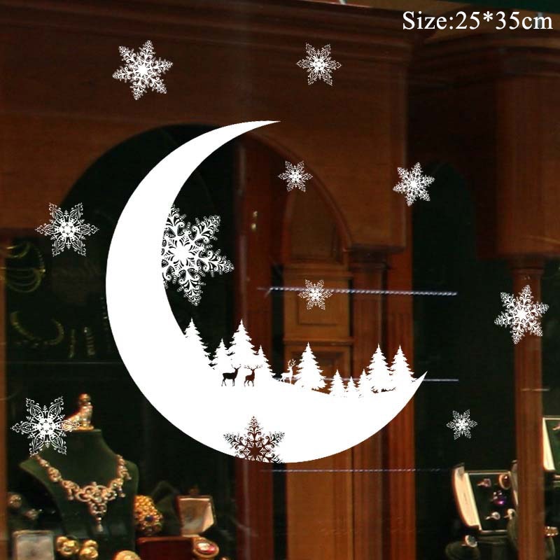 Qfdian Christmas  Window Stickers Christmas Decorations for Home Navidad 2021 Christmas Ornaments Xmas Party Decor Happy New Year 2022