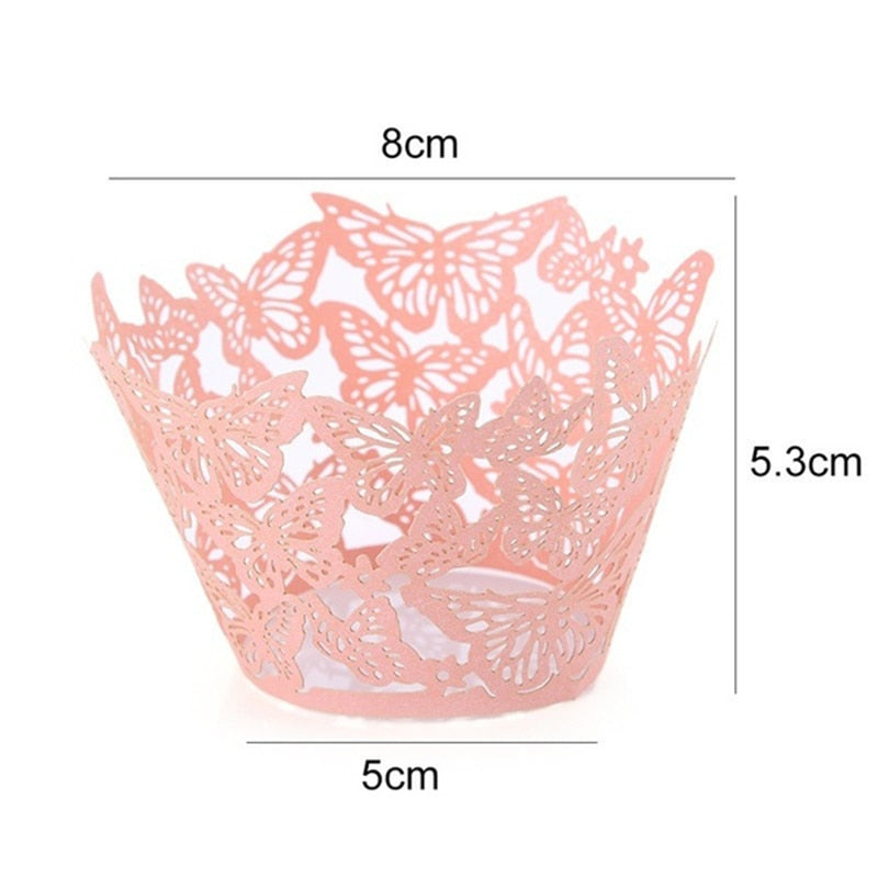 Qfdian Party gifts Party decoration hot sale new 12Pcs Laser Cut Butterfly Cupcake Wrappers Liners Baking Cup Cake Paper Wedding Birthday Halloween Party Decoration Supplies