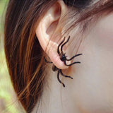 Qfdian Halloween Decoration Halloween Costumes For Woman 3D Creepy Black Spider Ear Stud Earrings For Haloween Party DIY Decoration